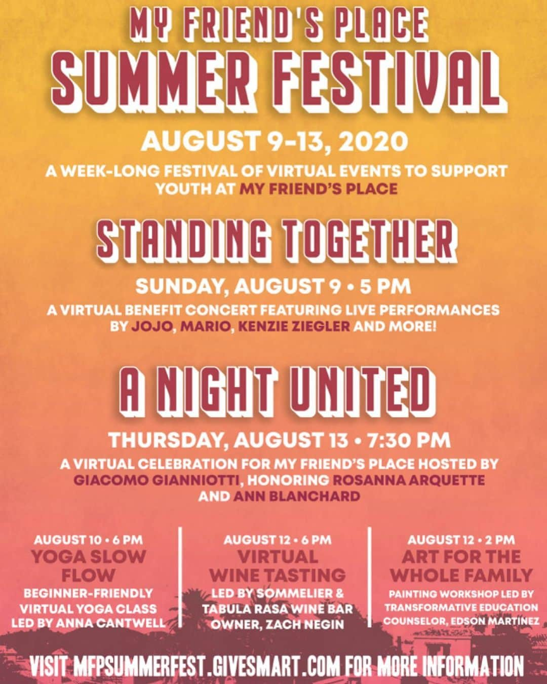 ジャコモ・ジャンニオッティのインスタグラム：「So excited to support @myfriendsplace during this very trying time in our history. @myfriendsplace has followed the trend this year of doing our annual gala “virtually” however they have definitly set the tone and raised the bar for what can be accomplished virtually. I am so excited to be apart of our week long virtual summer festival honoring and benefiting the homeless youth of @myfriendsplace here in LA. I will be hosting our closing night honoring champions of our community as well as guest performances. This can all be enjoyed from the comfort of your own home, and all through the week we have workshops of different kinds that you can sign up for and participate with your family. Fun is to be had by all. So please, today, follow @myfriendsplace and keep a look out on how you can sign up and get involved. I’ll see you there.   Sending love and healing to all of you beautiful people out there.   -G」