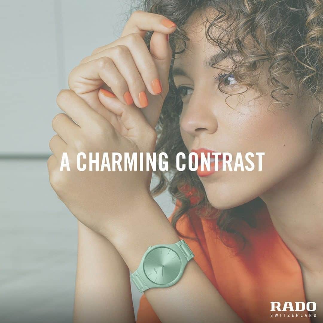 のインスタグラム：「Brighten up your mood by playing with colours and create the most charming contrasts with the True Thinline Les Couleurs™ Le Corbusier. #RadoTrueThinline #Feelit」