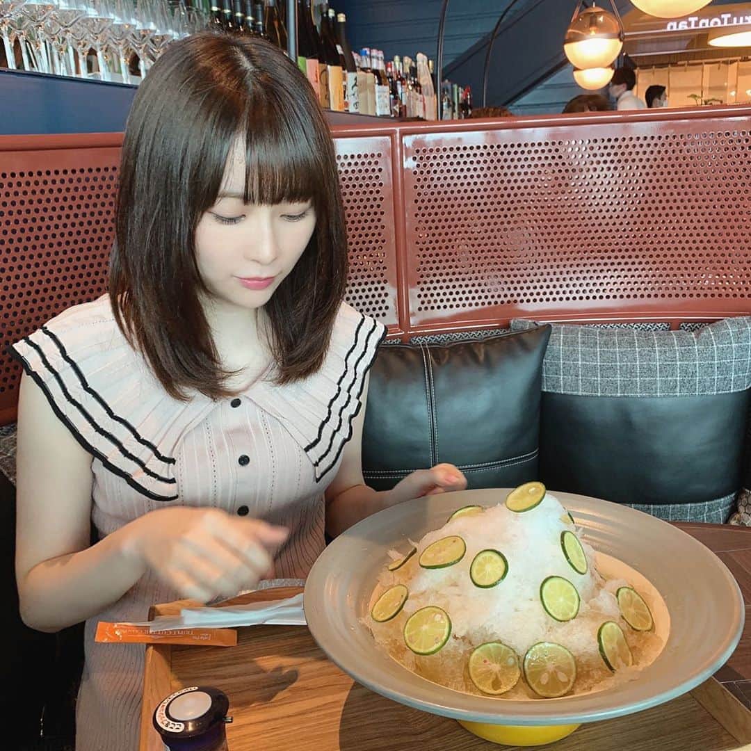 長沢菜々香のインスタグラム：「つるとんたんで、すだちのおうどんを食べました🍋  かき氷みたいだった！  . .   #渋谷カフェ #渋谷グルメ #つるとんたん#うどん」
