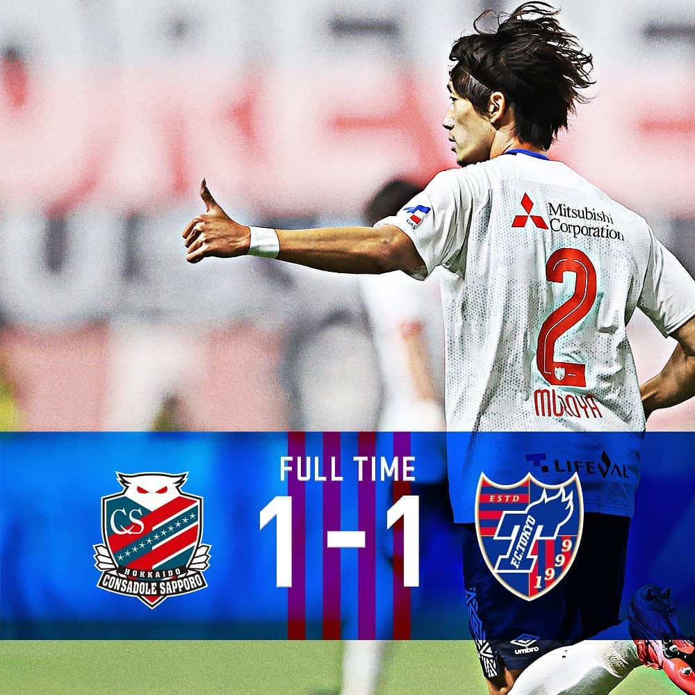 FC東京オフィシャルグッズさんのインスタグラム写真 - (FC東京オフィシャルグッズInstagram)「🔵🔴 ⏰#FULLTIME #TokyoSapporo  . 2020明治安田生命J1リーグ第6節 #北海道コンサドーレ札幌 1-1 #FC東京  . 先制されるも、終盤に #室屋成 選手の同点ゴールで引き分けに持ち込む。 難しいアウェイの戦いで勝点1を獲得。 @fctokyoofficial  #STAYWITHTOKYO  #fctokyo #tokyo」7月22日 22時41分 - fctokyoofficial