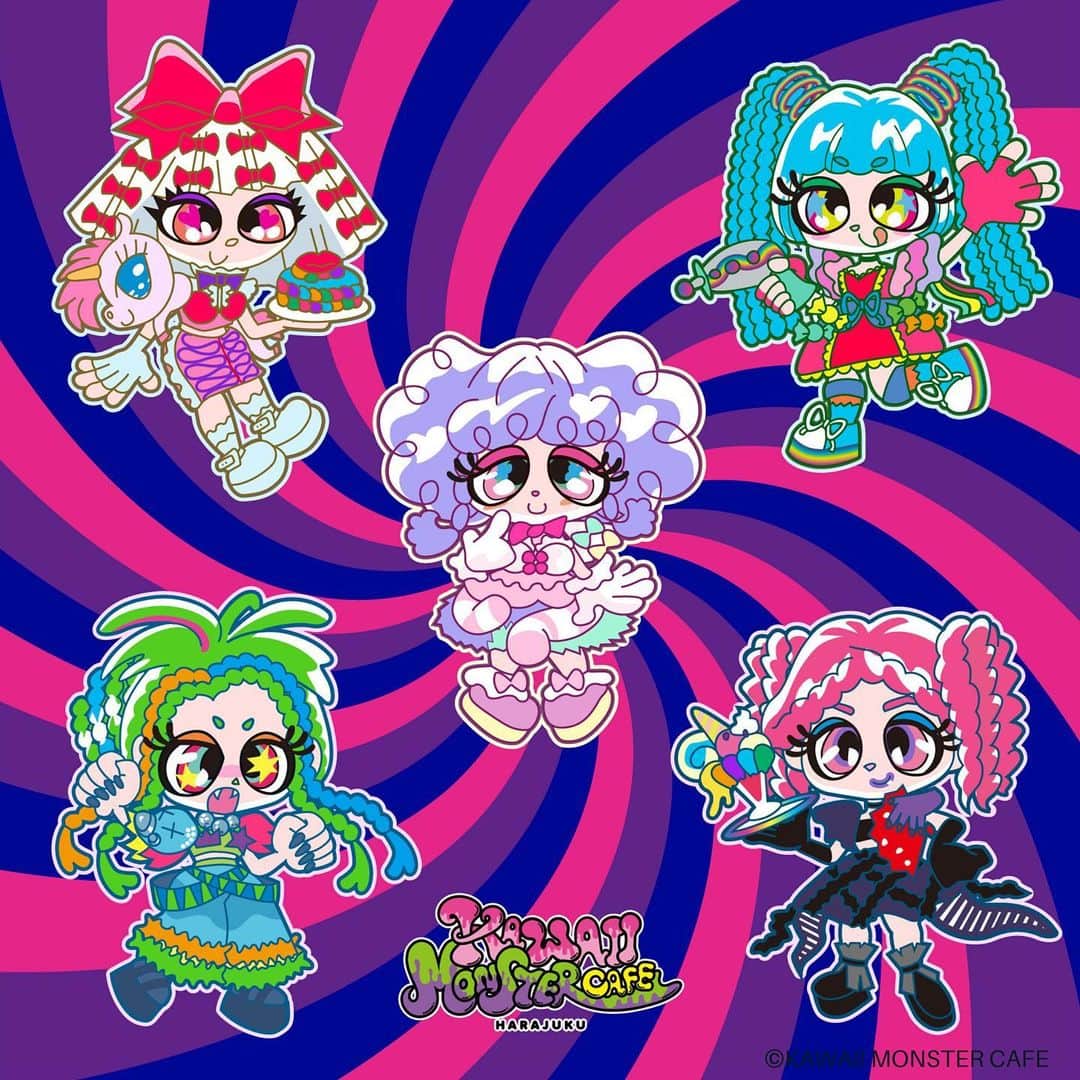 のインスタグラム：「With the 5th anniversary of KAWAII MONSTER CAFE, MONSTERGIRL will also be 5 years old 🎉 🎂 Introducing our illustrations for the celebration 🎀 🍍 🍼 🍭 💋    Please use it for wallpaper 💓   (No secondary use such as commercial use, processing, redistribution 😵😵😵)   #kawaiimonstercafe #monstercafe #カワイイモンスターカフェ  #destination #tokyo #harajuku #shinuya #art #artrestaurant #colorful #color #pink #cafe #travel #trip #traveljapan #triptojapan #japan #colorfulfood #rainbow #rainbowcake #rainbowpasta #strawberry #pancakes #takeshitastreet #harajukustreet #harajukugirl #tokyotravel #onlyinjapan」