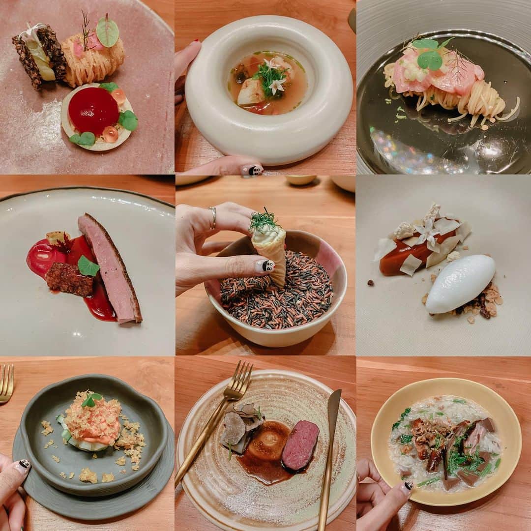 ラチャノック・インタノンのインスタグラム：「@adhocbkk ร้านอาหารย่านสุขุมวิท อร่อยมากๆ รวมทั้งเป็นอาหารที่นำรสชาติพื้นเมืองดัดแปลงมาเป็นรูปร่างที่ทันสมัยและแต่ละเมนูมีความน่ารักมากค่ะ ใครสนใจไปลองกันได้นะคะ รายละเอียดสอบถามทางร้านได้เลยค่ะ 👍🏻😊」