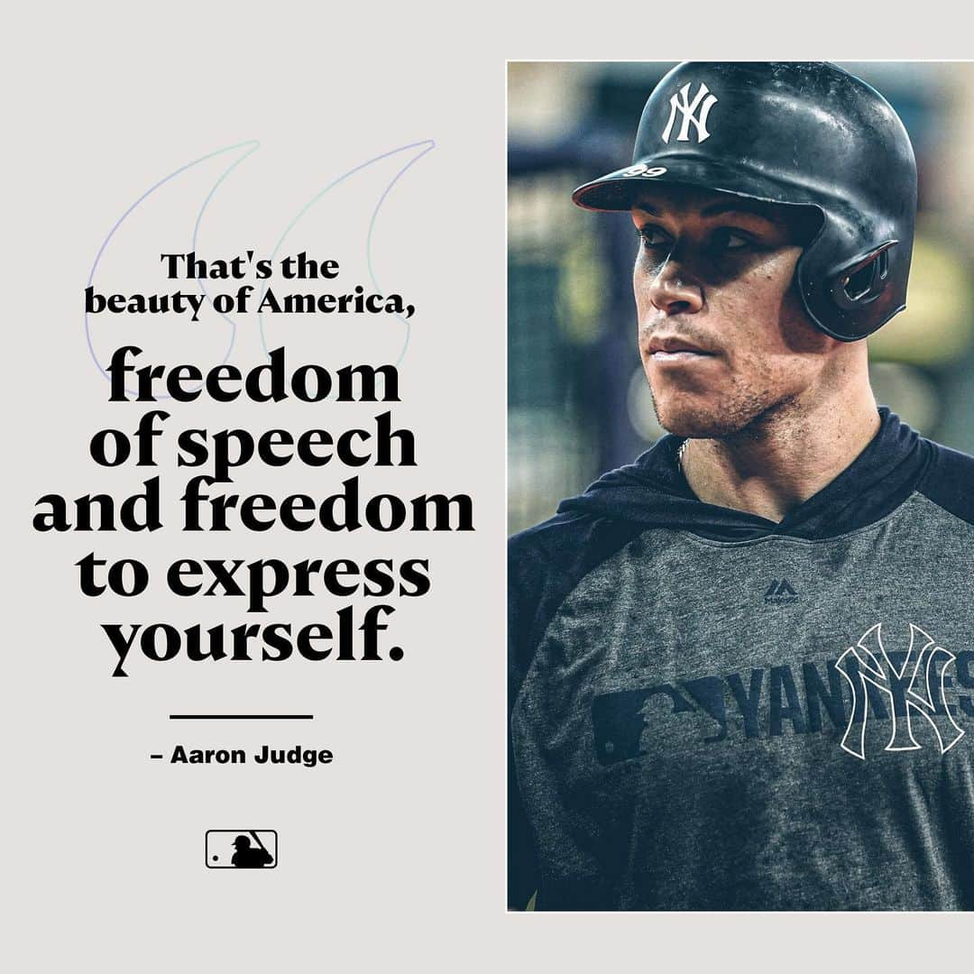 MLBさんのインスタグラム写真 - (MLBInstagram)「Aaron Judge shares his thoughts on peaceful protests seen around the league.」7月23日 3時03分 - mlb