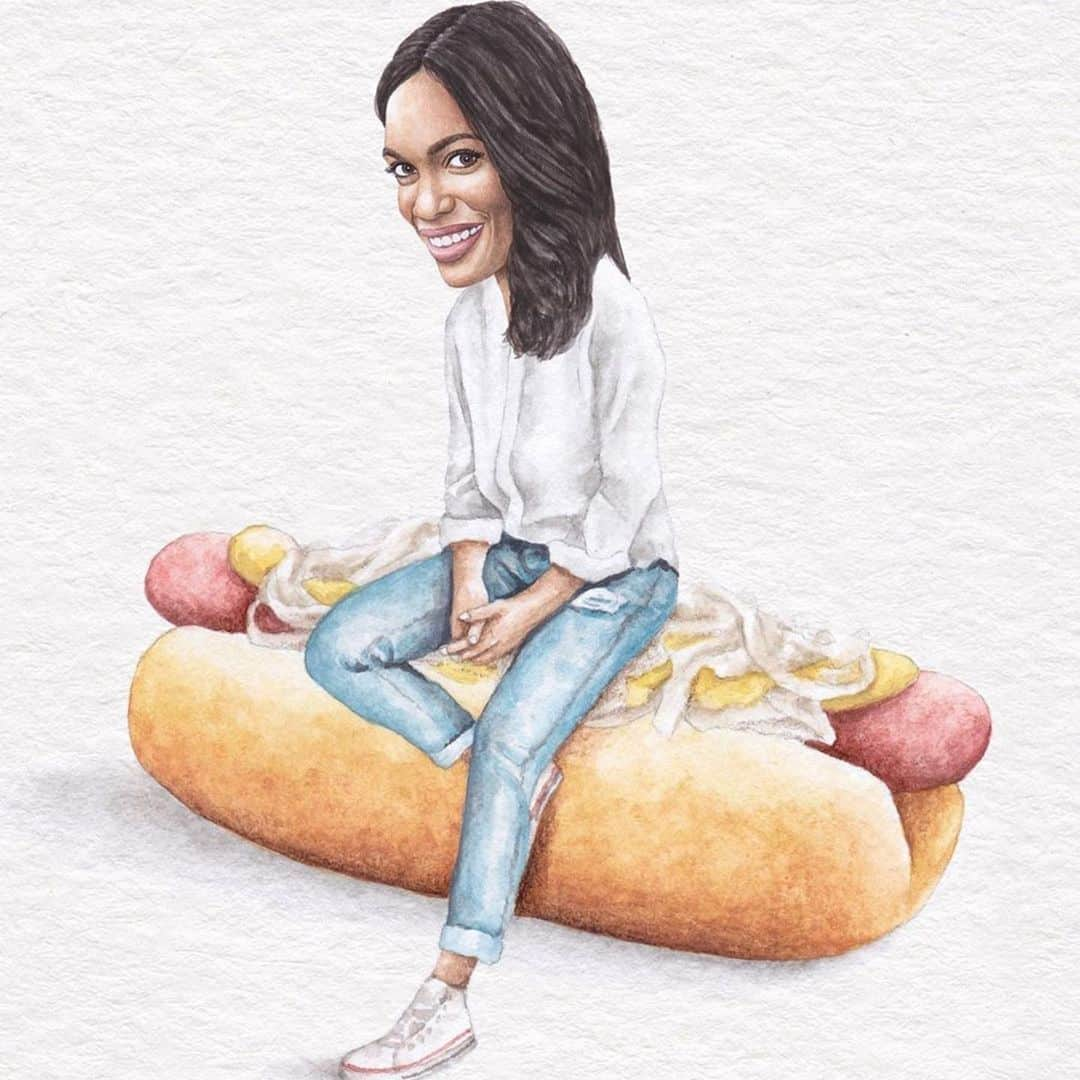 ロザリオ・ドーソンさんのインスタグラム写真 - (ロザリオ・ドーソンInstagram)「I’m a topping! Dreams do come true...! I’ve made it! A Nathan’s hotdog is my favorite kind of taco - I mean sandwich - I mean...?!?! ...Sauerkraut! Nom nom nom!   #Repost @celebsonsandwiches ・・・ @rosariodawson on a hotdog with mustard and sauerkraut. 🌭 GIVEAWAY! Tag @rosariodawson and a friend for a chance to win any print of your choice from celebsonsandwiches.com #NationalHotDogDay 🌭」7月23日 4時29分 - rosariodawson