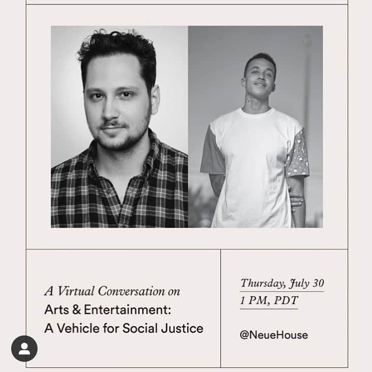 マット・マクゴリーのインスタグラム：「Super pumped for this convo with my wonderful friend and incredible organizer @richiereseda ! Thank you @jlovecalderon for all of your support in making this possible! 🙏🏼💕🙌🏼 # Repost from @weinspirejustice - “Throughout time, there's been no clearer path to understanding and examining periods of our culture than through the arts. The opportunity for a greater connection to the issues of our time lie within creative storytelling and art. We are excited to partner with @neuehouse and @question.culture in bringing @mattmcgorry and @richiereseda together to share their experience in leveraging art and entertainment as a means to inspire new narratives of equity and change. How are these stories told? What role can arts and entertainment play in order to be used as a mechanism for understanding dominant narratives in current culture? Head to the link in our bio to RSVP for the conversation.”」