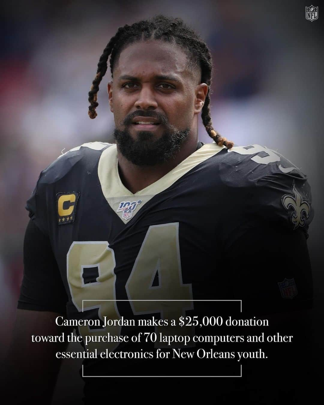 NFLさんのインスタグラム写真 - (NFLInstagram)「The @saints All-Pro DE makes a $25,000 donation to provide laptops and other essential electronics for low income New Orleans youth. @camjordan94 #InspireChange」7月23日 7時30分 - nfl