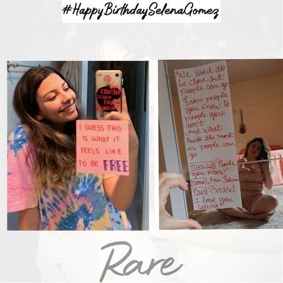 Always With Selenaのインスタグラム：「🦋 DRAG TO THE SIDE AND SEE ALL PHOTOS🦋 Dear @selenagomez, we made this project to celebrate your life...  28 years of love, faith, talent, kindness, empathy... Thank you for showing us what it's like to love yourself first, thank you for making us feel rare and unique, thank you for showing us that vulnerability is strength,  thank you for being so honest in the lyrics of your songs, thank you for being you!!! Thanks for all the love with us Selenators!  Thank you for not giving up... We want you to know that we love you very much, always and forever...  We will always be here with you... In these photos and video is a Selenator from every place in this world, all with lyrics for a song from the album Rare ... Thanks for the message that the album sends to us! Thank you for inspiring an entire generation ❤  Happy birthday queen, God bless you ... Happy 28 🦋🎉👑❤」