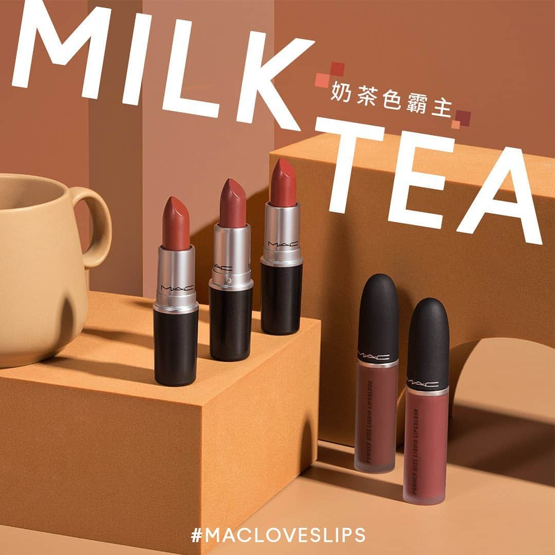 M·A·C Cosmetics Hong Kongさんのインスタグラム写真 - (M·A·C Cosmetics Hong KongInstagram)「必須最少收藏一支嘅唇色長勝將軍：奶茶色☕ 作為#唇色霸主，M·A·C已經為你集合好最多嘅奶茶唇色！ 無論你偏好珍珠奶茶、泰式奶茶或正宗港式奶茶，都能找到「口味相投」嘅 #MAC子彈唇膏 💄 Follow 住 @maccosmeticshk 就會知道今夏嘅最火熱奶茶色🔥  Product mentioned: Powder Kiss Liquid Lipcolour 空氣絲霧唇釉 in Mull It Over/ Over The Taupe - HK$200 Satin Lipstick 絨光豐盈唇膏 in Mocha- HK$160 Matte Lipstick 經典啞光唇膏 in Taupe - HK$160 Lustre Lipstick 水漾潤澤唇膏 in Touch - HK$160  #子彈唇迷 #MAC子彈唇膏 #唇色霸主 #BYTEYOURLIPS #MACLOVESLIPS #NATIONALLIPSTICKDAY #MACHongKong  The TRENDIEST Lip Colour: Milk Tea Shades ☕  As world’s Lip Makeup Authority, M·A·C has the widest range of milk tea lip color in this planet💋 Regardless if you a BIG FAN of bubble tea, Thai milk tea or HK Cha Chan Tang milk tea, you can get your fix right here💄🤎 Follow @maccosmeticshk to see all the MUST-HAVE milk tea shades this summer 🔥」7月23日 9時40分 - maccosmeticshk