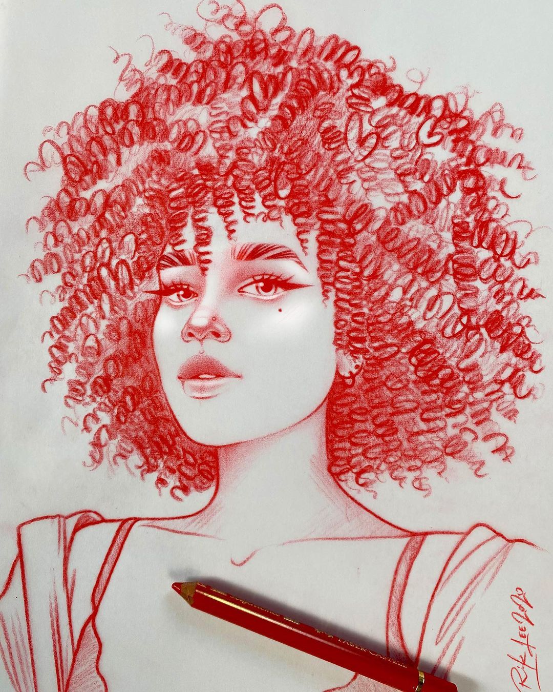 Rik Leeさんのインスタグラム写真 - (Rik LeeInstagram)「Sketching kinky curls on pretty girls. . #riklee #illustration #art #sketch #curlyhair #kinkycurly #design #graphicdesign #beauty」6月29日 10時11分 - rikleeillustration
