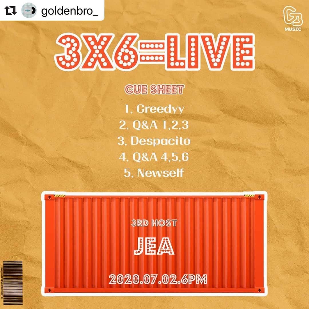 Brown Eyed Girlsのインスタグラム：「#Repost @goldenbro_ with @make_repost ・・・ [3x6=LIVE] 3rd Host '제아(JEA)'큐시트.  2020년 7월 2일 오후 6시. [3x6=LIVE] 3rd Host 'JEA' cue sheet.  July 2, 2020 6 p.m.」