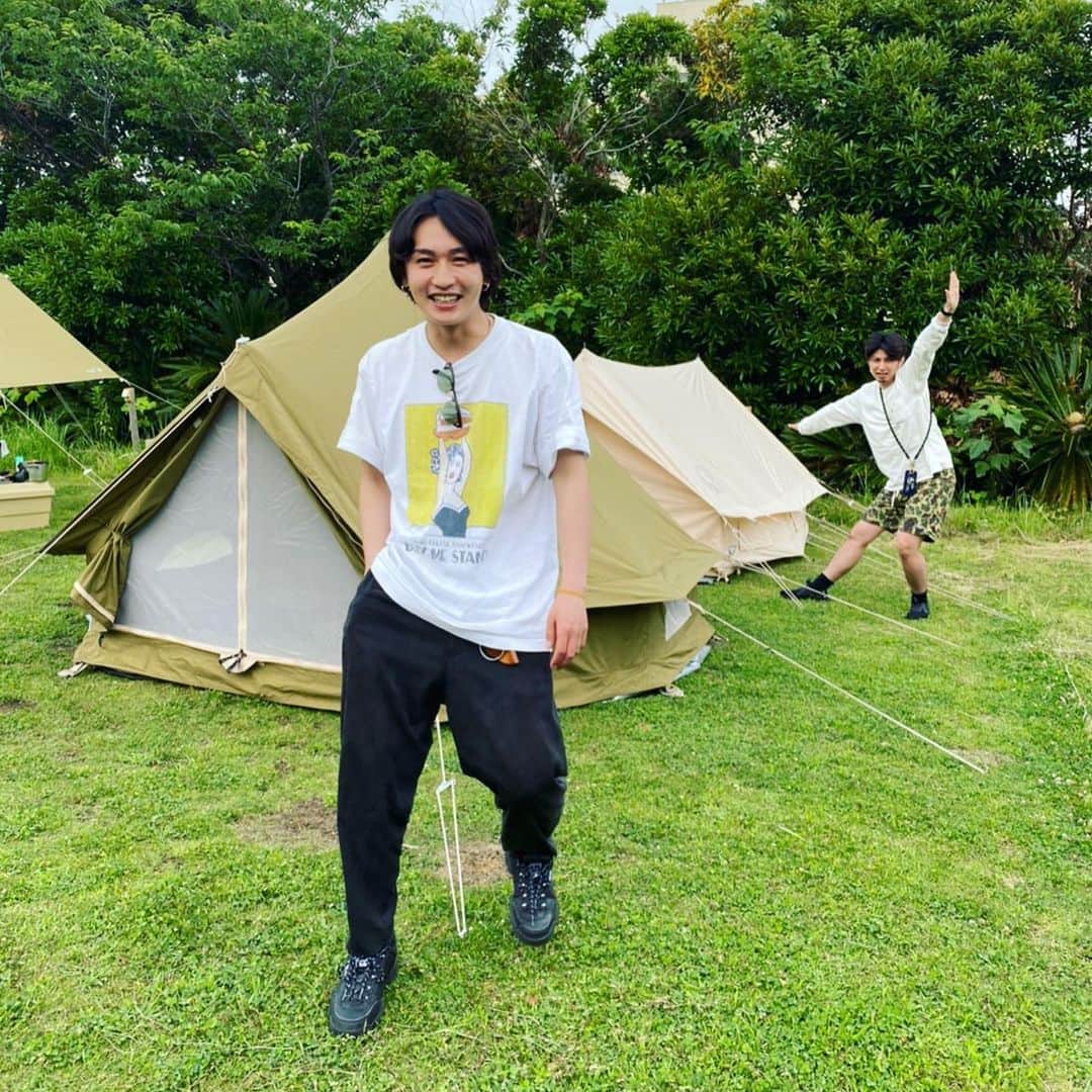松本岳のインスタグラム：「遂に念願の、キャンプへ行ってきました。 俺のnordiskのテントがキャンプ場1番イケてました。 #nordisk #キャンプ」