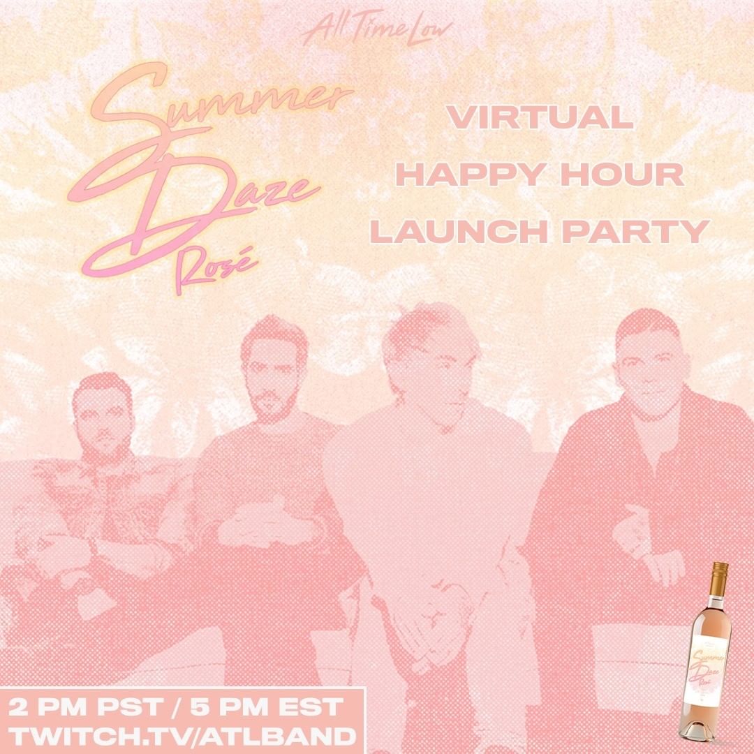 All Time Lowさんのインスタグラム写真 - (All Time LowInstagram)「Join us tomorrow (Tuesday) at 2pm PST / 5pm EST on twitch while we enjoy a drink...in celebration of a new drink. It’s the official @summerdazerose virtual happy hour launch party 🌹 twitch.tv/ATLBand」6月30日 4時10分 - alltimelow