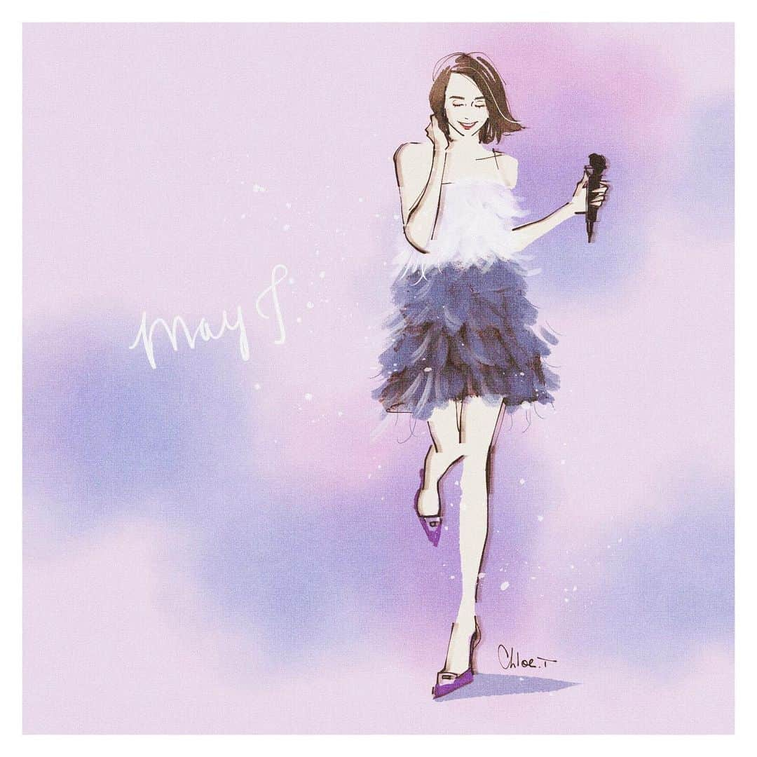 May J.さんのインスタグラム写真 - (May J.Instagram)「Thank you @chloetakahashi_illustrator  for this beautiful illustration 💜💗 アルバム「平成ラブソングカバーズ」の中の写真を使って、とても素敵なイラストを描いていただきました💗💜クロエさんありがとう！とても気に入ってます🥺  #Illustration #fashion #イラスト #平成ラブソングカバーズ #背を高めに描いてくれてありがたい😂 #マイクは足してもらったよ」6月29日 22時06分 - mayjamileh