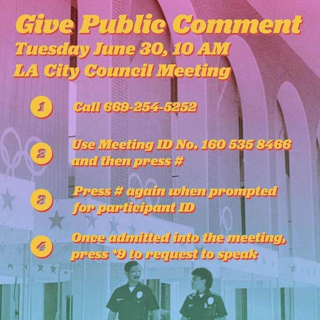 glorianotoさんのインスタグラム写真 - (glorianotoInstagram)「Tuesday - The LA mayor’s city budget is to go in effect July 1. Call in and speak about where the budgets money is going. We cannot except the 150 cut in the funding. That’s not enough.  Have a voice, give a comment - Tell them where you’d like to see the money go in your community,  Los Angeles. Invest in the community, not the cops- #defundthepolice // taken from  @peoplescitycouncil #peoplesbudgetla」6月29日 23時20分 - glorianoto