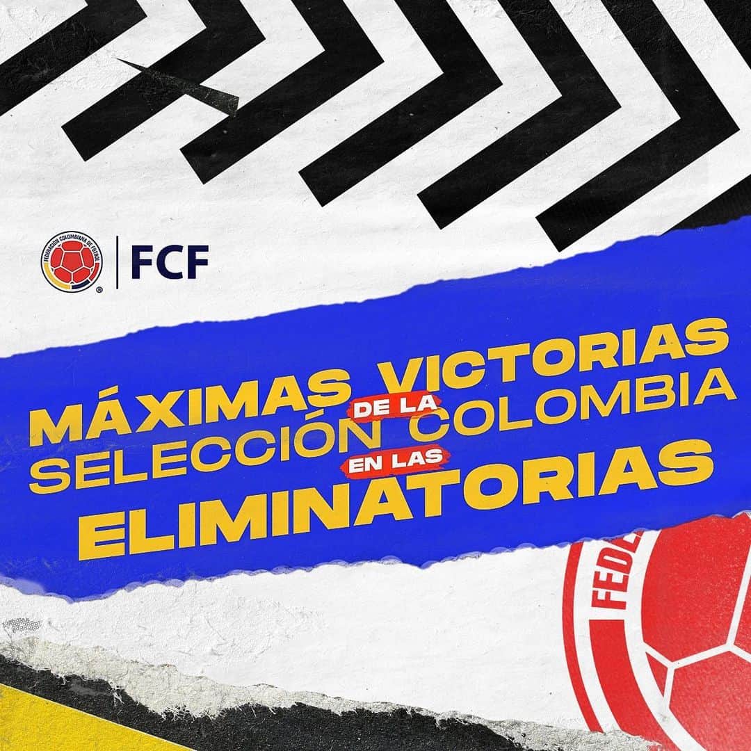 サッカー コロンビア代表チームのインスタグラム：「¿Sabes cuáles son las victorias con mayor número de goles de nuestra Selección Colombia por Eliminatorias a la Copa Mundial de la FIFA 🙋🏻‍♂️🇨🇴? ¡Estos son algunos de los partidos en los que más veces hemos roto las redes rivales! ⚽🔥」