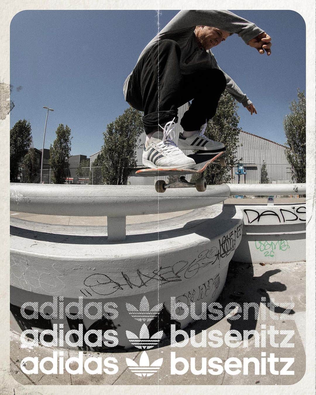 adidas Skateboardingのインスタグラム：「Busenitz Vintage /// A classic like the man himself, the new silhouette features a mid-length tongue, premium suede upper, and refined lines. By digging into the three-stripe archive, adidas and Dennis Busenitz bring you the future. Landing in skate shops now. • #adidasSkateboarding #DennisBusenitz」