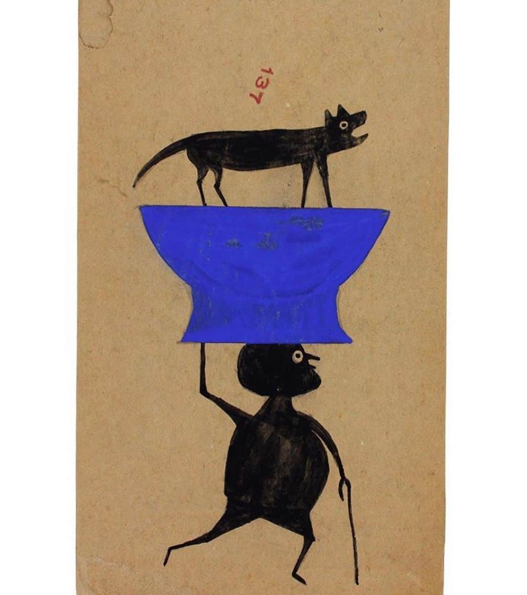 デレク ラムのインスタグラム：「Bill Traylor, 1853-1949. Self taught artist. Former slave. American artist.」