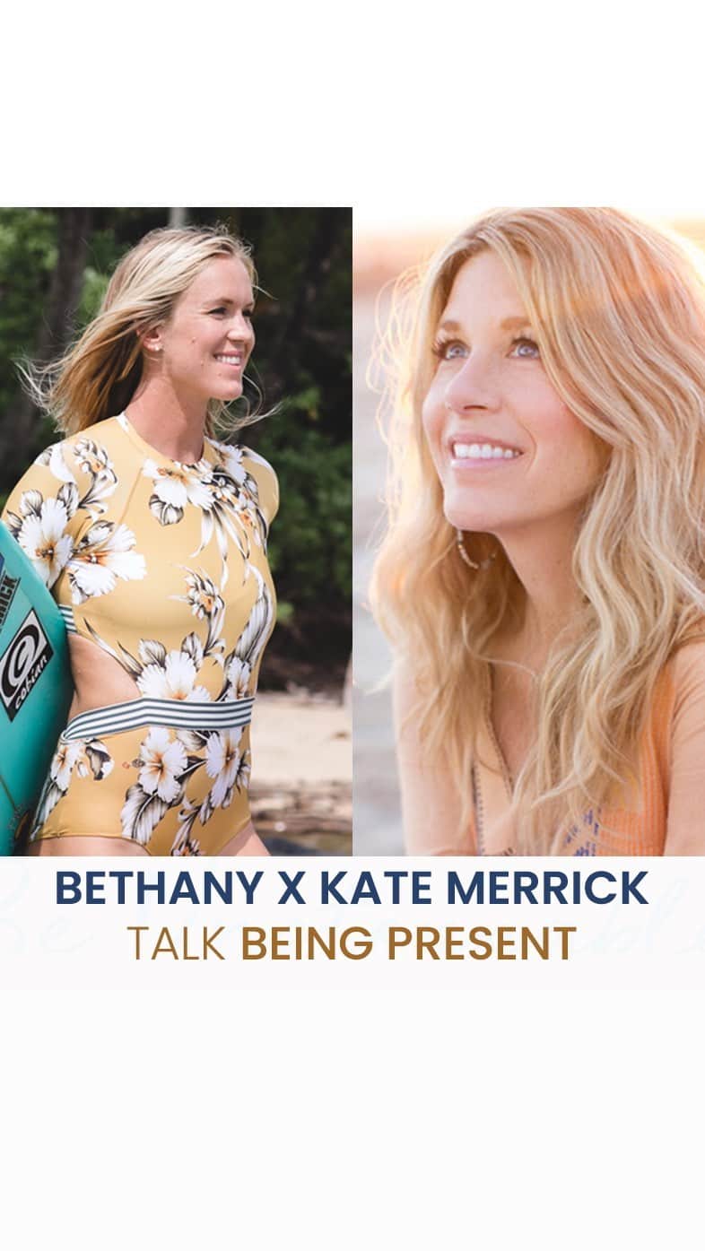 Bethany Hamiltonのインスタグラム：「“Sometimes the most productive thing you can do is stepping back and enjoying your time.” - #KateMerrick  Life can be so full on with noise, news, social media, texts, emails and it’s all nonstop and can be  overwhelming and steal from our peace and happiness!  So how can we deal?!   I truly believe that living out life being present will result in good & beautiful changes, deeper connections, more fun, and increased peace and gratitude! I recently sat down with Kate Merrick, author of the book “Here and Now”, to talk about how we can be more present in our lives, especially in this year 2020. I hope you find some words of encouragement here and if the chaos is getting to you set boundaries, slow down and be present!!! You won’t regret it ❤️❤️❤️  Watch our full conversation here: https://bit.ly/383abwt #linkinbio」