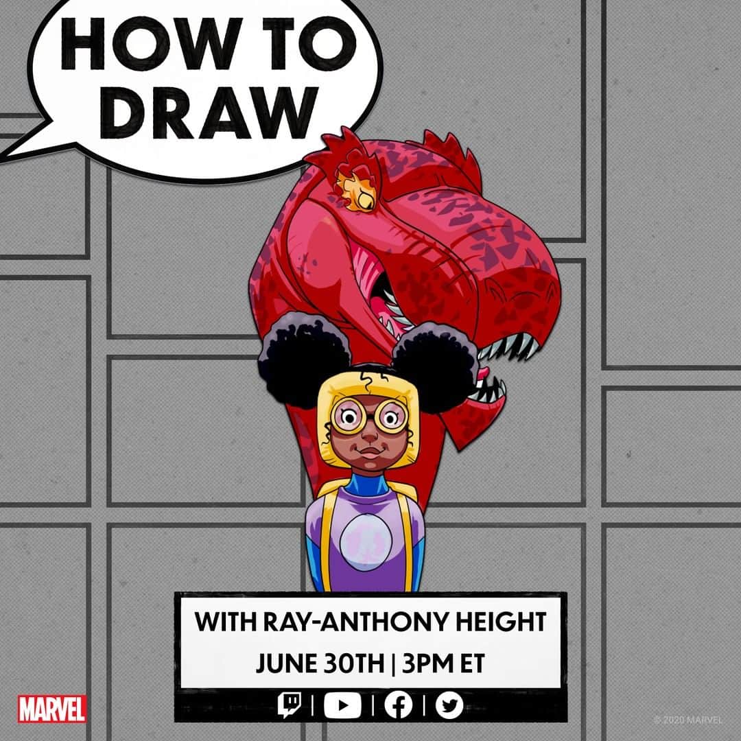 Marvel Entertainmentさんのインスタグラム写真 - (Marvel EntertainmentInstagram)「Learn to draw Moon Girl and Devil Dinosaur with artist Ray-Anthony Height! Tune in to our Facebook, Twitter, Twitch, or YouTube tomorrow at 3PM ET. #MarvelAtHome」6月30日 8時07分 - marvel