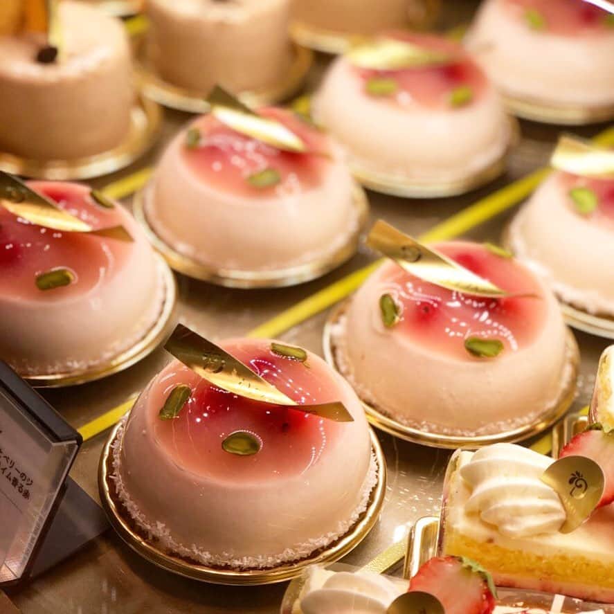 eguchikazuakiのインスタグラム：「ショーケース内で優しさに包まれている、このお菓子は桃と苺とライムのケーキ【クレール】です😊 中には私の好きなピスタチオクリーム、夏だし暑いから爽やかな感じにジュレの食感もばっちり🍑🍑 ・ 白桃と赤桃を使い分けています、ピスタチオもクリームと生地に感じる味わいを変えて、苺とライムと赤桃のマーマレードがいい仕事をします🍑 白ワインやシャンパンがいいな、今日は皆さんどんな甘いものを食べていますか❓ 私は今駅で報告音痴🚉炸裂して次の手を考えています🤔 ・ Youtubeチャンネル登録ありがとうございます、増えてきて嬉しい‼️ もう少し今の感じですが、新しくデリーモのケーキや焼き菓子など、店で販売している商品の動画もあげていきます😄 私の作り方変わっているのでショコラティエ本気の作業も見てもらえたら、みんなパティシエ&ショコラティエになりたくなっちゃうと思います‼️お楽しみに👋🏻 ・ #delimmo #デリーモ #白桃 #桃 #クレール #新作 #ケーキ #ジュレ #チョコレート #ピスタチオ #イチゴ #ライム #間違いない #組み合わせ #次は #マンゴー #パッション #新しい動画 #お楽しみに #Youtube  #チャンネル登録お願いします #ショコラティエCH」