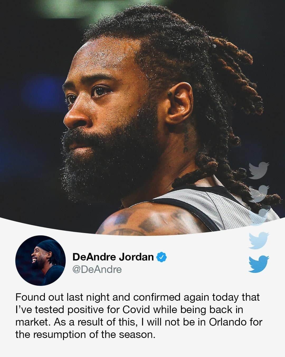espnさんのインスタグラム写真 - (espnInstagram)「DeAndre Jordan will not join the Nets in Orlando after testing positive for the coronavirus.」6月30日 10時47分 - espn