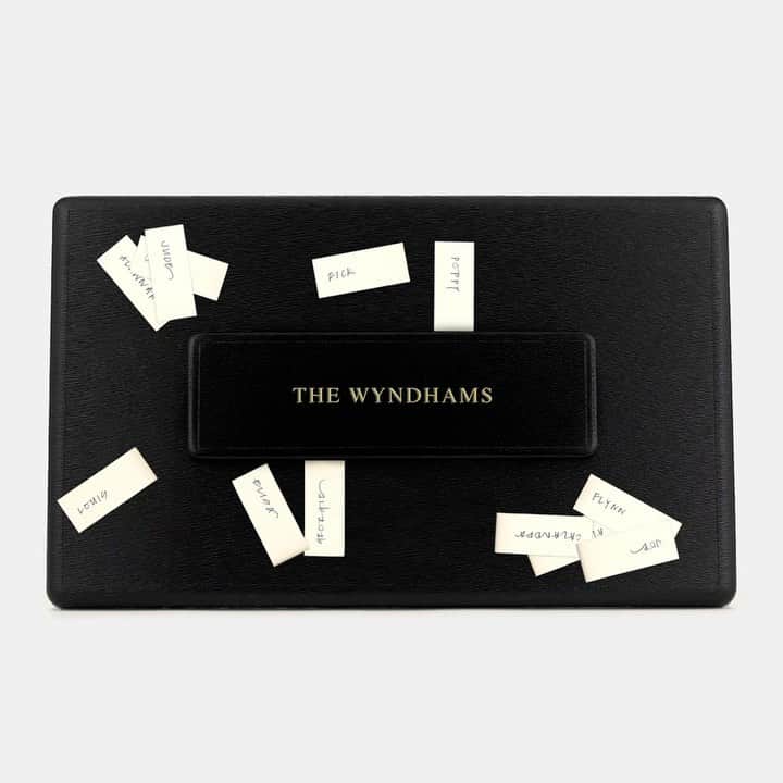 のインスタグラム：「Life after lockdown: the ultimate dinner party planner. A luxurious centre piece that can be personalised with an embossed name on the front and handwritten message hidden on the back. #AnyaHindmarchBespoke」