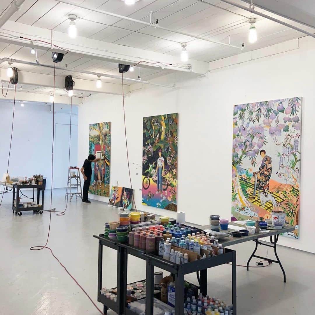松山智一のインスタグラム：「Time flies, 2 yrs ago . Studio circa 2018」