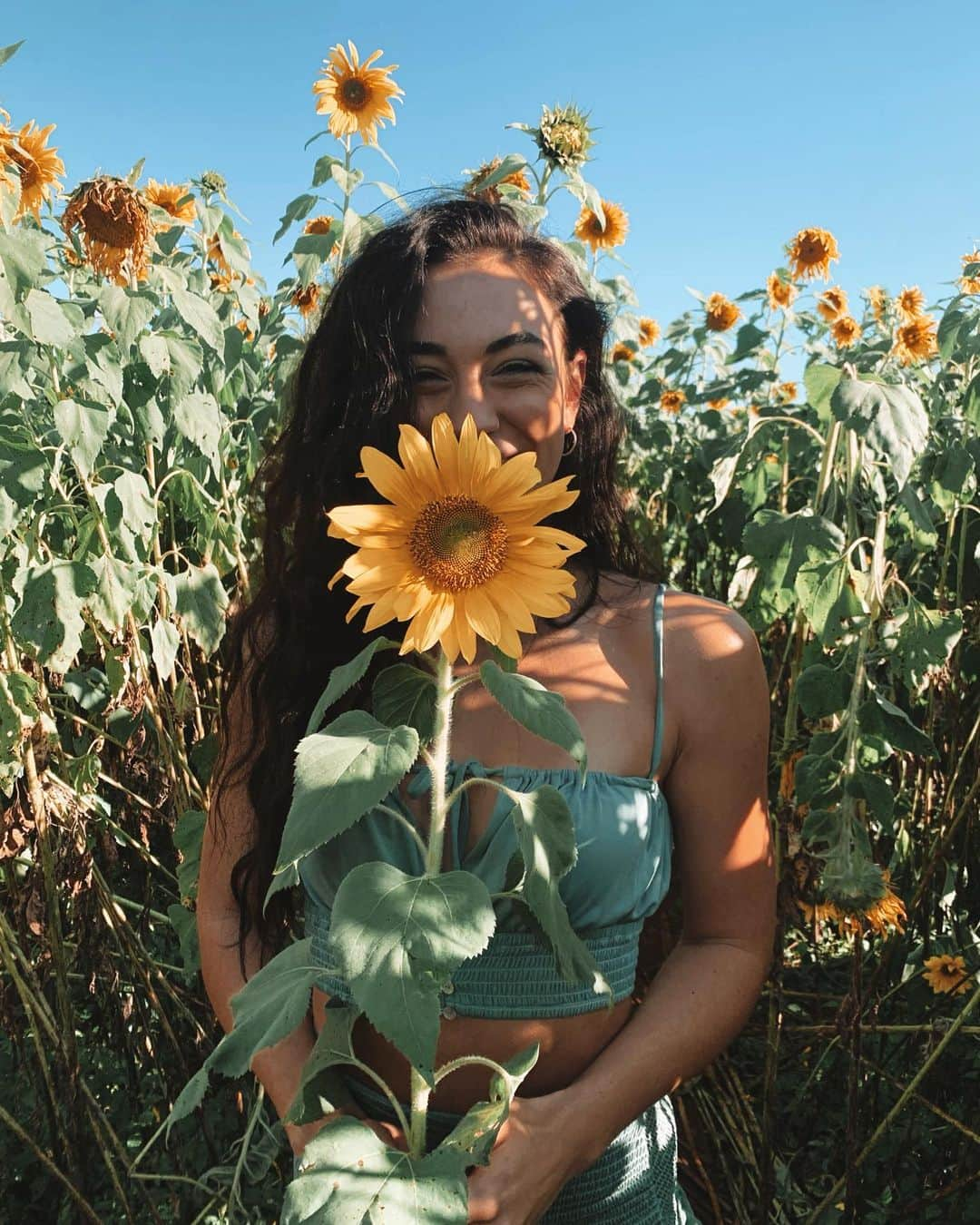 Danielle Robertsonさんのインスタグラム写真 - (Danielle RobertsonInstagram)「Happiness on a stem 🌻 I’ve taken a few days off. This is kind of a big deal for me. It’s the first time in a long time where I’ve been able to unwind, relax and really be in the moment. I think it’s hard to stop working when you do love what you do. I found myself working around the clock, excited to create and expand but all of a sudden I found I hit a wall. I felt burnt out, exhausted and uninspired. I decided it was time to take a break and give myself some “me” time. Giving myself this time has allowed me to take a step back and really appreciate life and those around me. Turns out frolicking in sunflower fields and avoiding responsibility is the perfect recipe to reignite that spark. I feel so grateful, inspired and passionate and just want to say thank you for supporting me over the years. Here’s to plenty more fitness/workout content, events, activewear collections, exciting new endeavours and all the incredible memories made along the way ❤️」7月1日 8時21分 - dannibelle