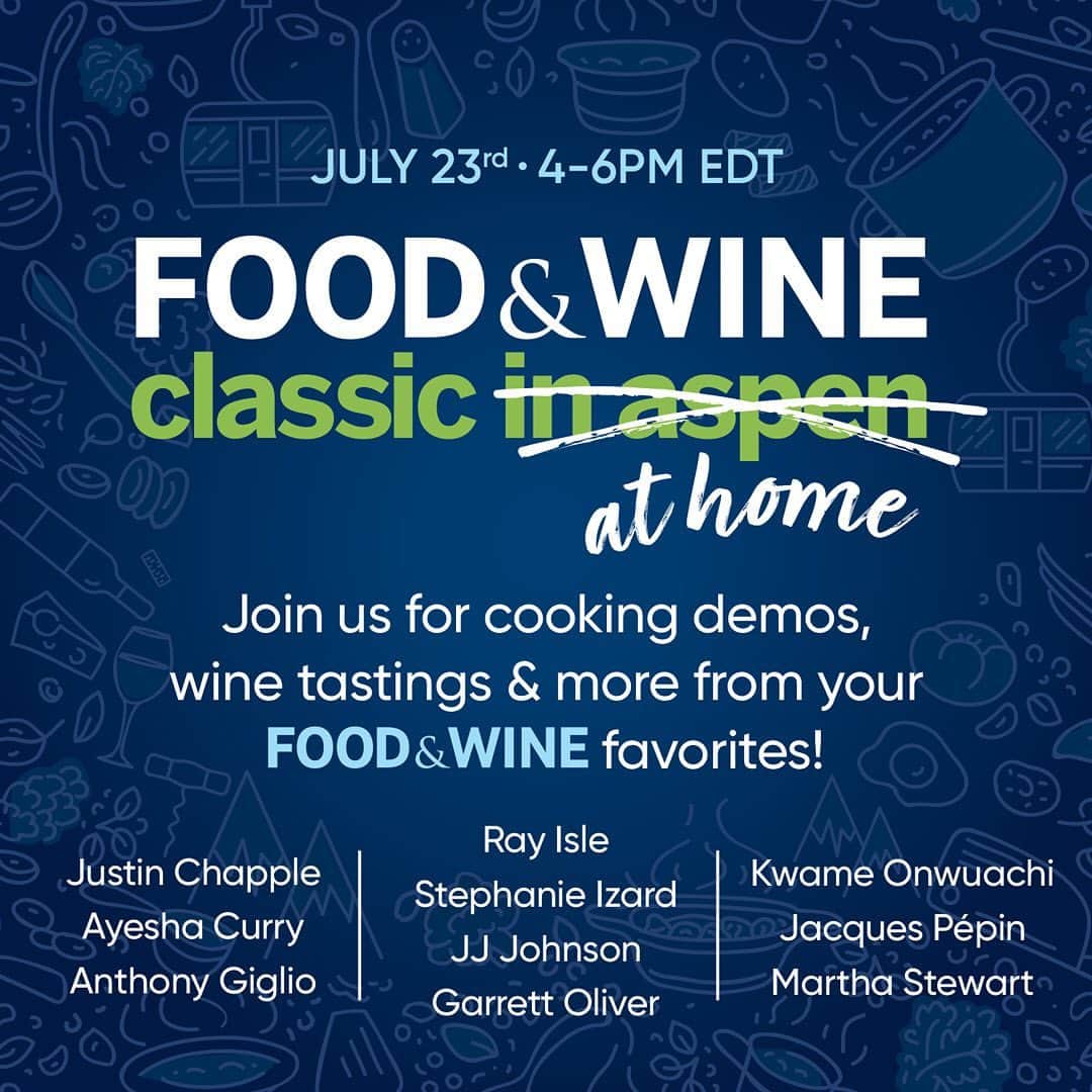 Food & Wineさんのインスタグラム写真 - (Food & WineInstagram)「Reserve your spot for the first-ever Food & Wine Classic at Home! Join us for a special fundraising event as we bring the best of #FWClassic in Aspen to your screens with cooking demonstrations and wine tastings. 🍷 Visit foodandwine.com/ClassicAtHome or click the link in our bio to register today! 🥂 Registration is free but we encourage donations to our charity partners: @jacquespepinfoundation, @naacp_ldf, @southernsmoketx, @wholesomewave, and @wckitchen. #fwclassicathome 🍾 In partnership with @kitchenaidusa, @lexususa, @sanpellegrino_us and @lecreuset.」6月30日 23時38分 - foodandwine