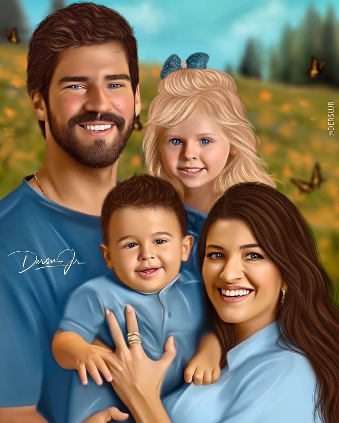 ナタリア・ベッカーのインスタグラム：「Deus me deu essa família e me deu um propósito na vida de cada um deles e por isso sou muito grata e muito feliz! Amo tanto esses três que as palavras não conseguem expressar!  ❤️ Lindo o trabalho do @dersujr 🖼」