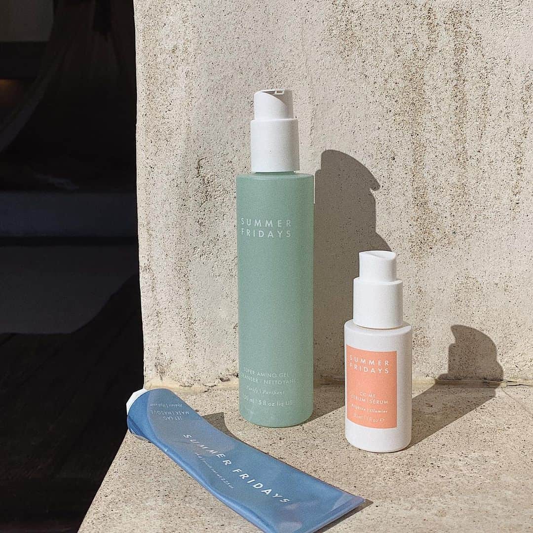 Marianna Hewittのインスタグラム：「My morning @summerfridays skincare routine • super amino gel cleanser • cc me serum • jet lag mask • + spf  *giveaway is closed*」