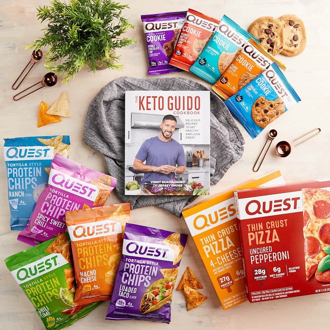 questnutritionさんのインスタグラム写真 - (questnutritionInstagram)「Quest x #KetoGuidoCookBook (signed by Vinny) GIVEAWAY! 🍳 🥘🍪🍕👨‍🍳🧑‍🍳👩‍🍳 • We teamed up with our friend @ketoguido for SIX (6) WINNERS (three winners selected from each page) to receive a signed copy of The Keto Guido Cookbook AND one 4-pack box of all the Quest Cookies (five boxes total) + one box of each Tortilla Chip flavor (five boxes total) + two coupons to redeem FREE Quest Pizza at participating stores! 🙌 • To Enter: 1️⃣. LIKE this post. 2️⃣. FOLLOW @QuestNutrition & @KetoGuido. (We check 🧐) 3️⃣. TAG your friends you’d share with!👇(The more people you tag = higher chance of winning). • Winners are selected randomly & will be announced 7/7/20 in our stories & comments. U.S. winners only. Must be 18+ or older to win. Contest is not affiliated with Instagram. Good luck! 🙌 #OnaQuest #KetoGuido」7月1日 2時59分 - questnutrition