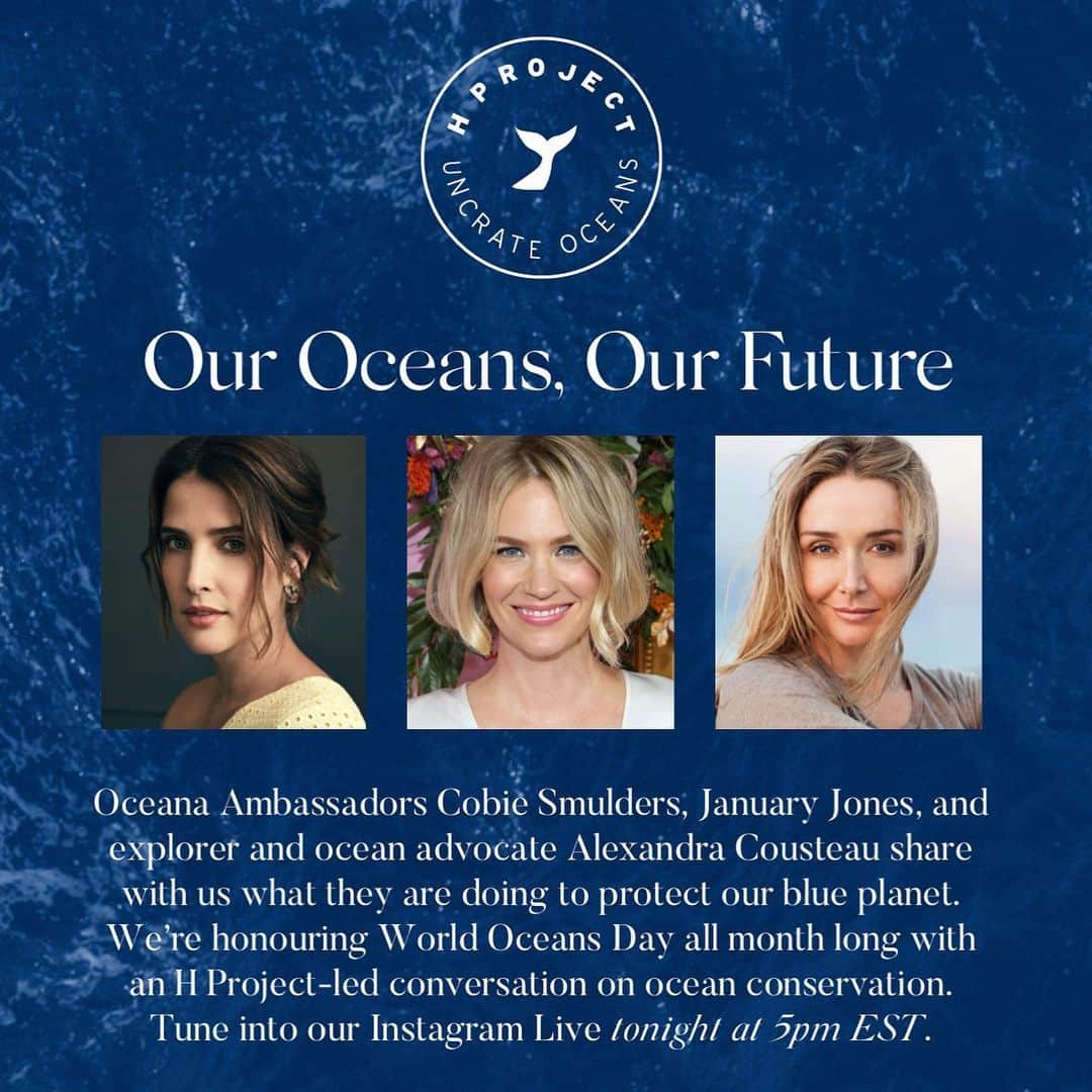 コビー・スマルダーズのインスタグラム：「Let’s all do what we can to protect our planet 🌍 Discover what Oceana Ambassadors like myself, @januaryjones  and @acousteau are doing to help our fragile oceans   Tune in to the @oceana_canada tonight at 5:00P EST for a live chat with Holt Renfrew」
