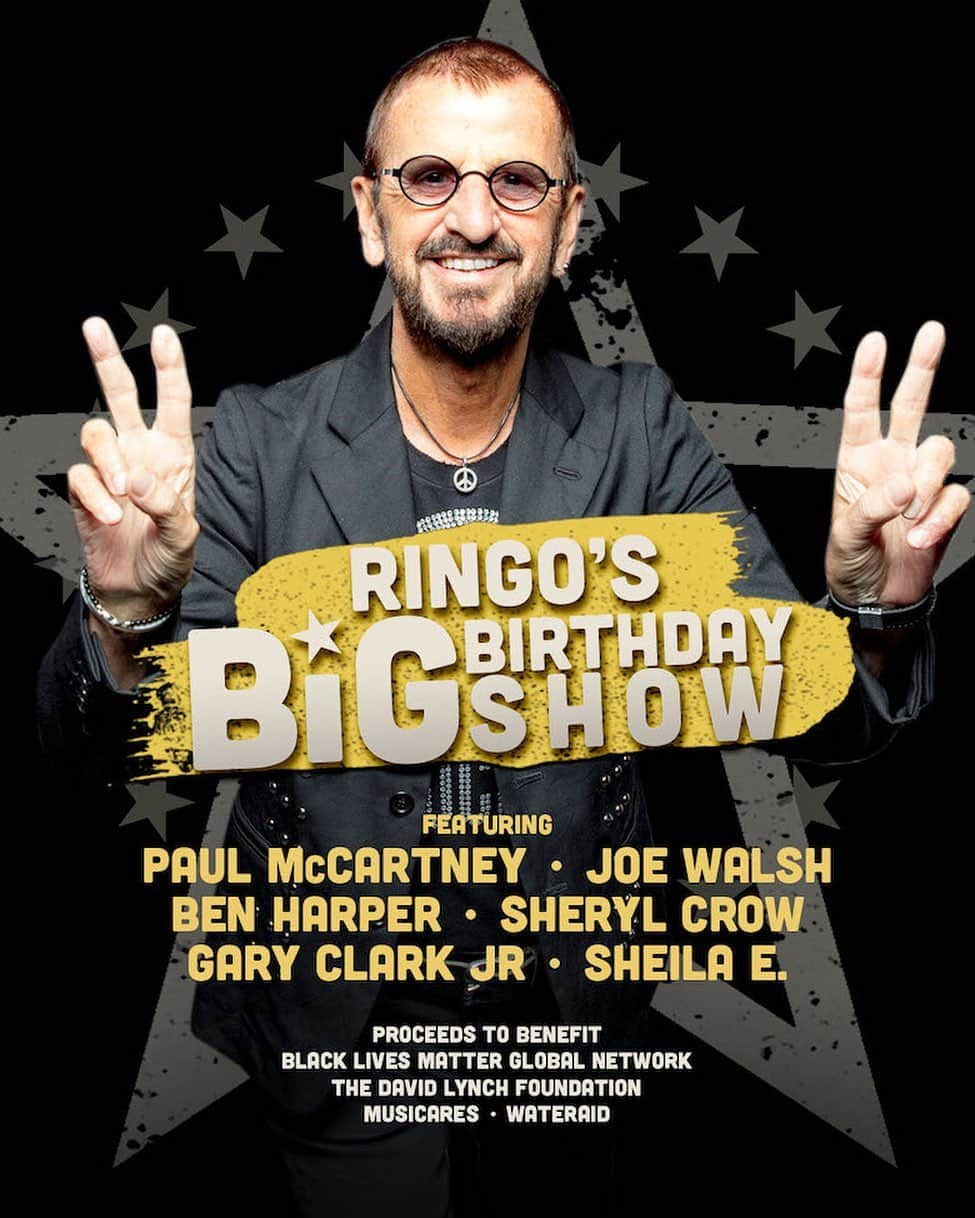 The Beatlesさんのインスタグラム写真 - (The BeatlesInstagram)「RINGO TO CELEBRATE 80TH BIRTHDAY WITH STARR STUDDED CHARITY BROADCAST, "RINGO'S BIG BIRTHDAY SHOW"  SHOW TO AIR ON RINGO'S YOUTUBE CHANNEL ON JULY 7, 2020 AT 5PM PST FEATURING PERFORMANCES FROM STARR, PAUL MCCARTNEY AND JOE WALSH AND GARY CLARK JR, SHERYL CROW, SHEILA E, BEN HARPER  @ringostarrmusic ALSO CONTINUES HIS PEACE AND LOVE INITIATIVE AND INVITES EVERYONE EVERYWHERE TO THINK, SAY OR POST #PEACEANDLOVE AT NOON ON JULY 7TH AND FANS ARE ORGANIZING ONLINE CELEBRATIONS AROUND THE WORLD」7月1日 4時42分 - thebeatles