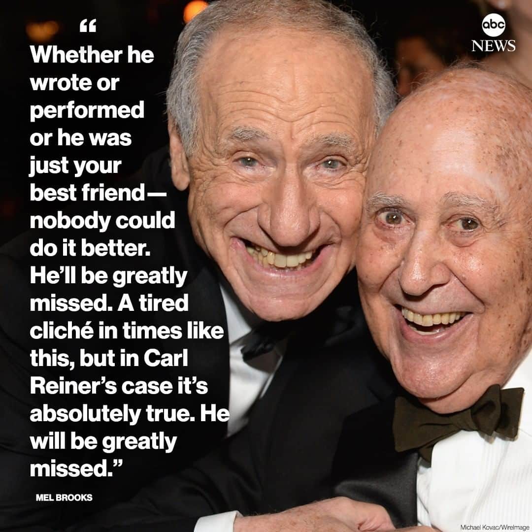 ABC Newsさんのインスタグラム写真 - (ABC NewsInstagram)「Mel Brooks issues statement on death of Carl Reiner: "Whether he wrote or performed or he was just your best friend—nobody could do it better."⁣ ⁣ "A tired cliché in times like this, but in Carl Reiner's case it's absolutely true. He will be greatly missed." #carlreiner #hollywood #legend #actor #comedian #melbrooks」7月1日 6時29分 - abcnews