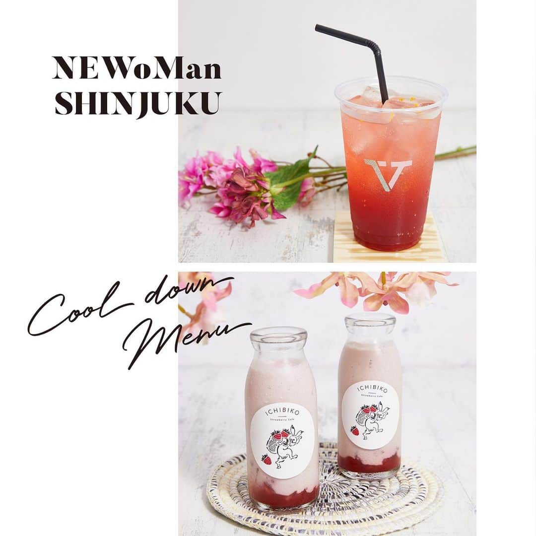 のインスタグラム：「［#COOLDOWN_MENU］ ・ ［2枚目］ コーヒーチェリー「カスカラ」を使用し、ラズベリーシロップ、炭酸水と合わせた甘酸っぱいサマードリンク。オレンジの香りが爽快感を演出します。 VERVE COFFEE ROASTERS　2F エキソト #Cascara Squash　¥680 ＋tax ・ ［3枚目］ 果肉入りのストロベリーソースをベースに、牛乳と生クリームを加えてクリーミーに仕上げた、飲みやすいミルク瓶サイズのいちびこミルク。ストローとスプーンでとろける口どけをお楽しみください。 いちびこ　2F エキナカ #とろけるいちびこミルク　¥650 ＋tax ・ #NEWoMan #vervecoffeeroasters #いちびこ #ドリンク #カスカラ #いちごミルク #いちご #🍓 #ひんやりスイーツ #私のおいしい写真 #インスタ映え #おやつ #おやつタイム #クールダウン #chillout #夏 #summer #新宿グルメ #おうちスイーツ #テイクアウト #テイクアウトグルメ #お持ち帰り #ニュウマン #ニュウマン新宿 #shinjuku #新宿 #instafood」