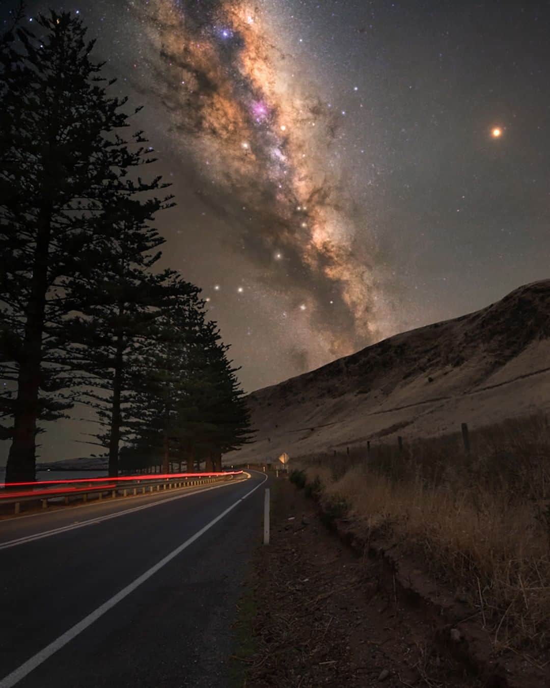 Nikon Australiaさんのインスタグラム写真 - (Nikon AustraliaInstagram)「"This photo is from the Fleurieu Peninsula in South Australia. The road is between the beautiful coastal towns of Myponga and Normanville. I took three shots to capture this - three horizontal panos at f/2.8, ISO 2000 and shutter speed at 20s. It’s important to develop your own signature style in post processing. The only way to do this is to experiment and practise. It’s also important to find as many leading lines as you can in your compositions to draw the viewer into the photo." - @blntpencil⁣ ⁣ Camera: Nikon D750 ⁣ Lens: AF-S NIKKOR 14-24mm f/2.8G ED⁣ Settings: f/2.8  20s  ISO 2000  #Nikon #MyNikonLife #NikonAustralia #Astrophotography #LandscapePhotography」7月1日 14時00分 - nikonaustralia