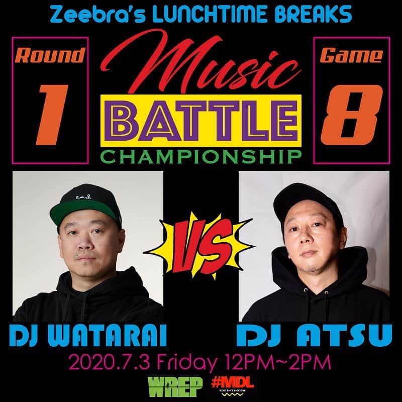 DJ ATSUのインスタグラム：「いよいよ今週金曜日に迫ってまいりました！﻿ 1回戦最後のカードです!!﻿ ﻿ 大先輩ワタさんとの勝負ということで余計に緊張感ありますが、ラッキーパンチ狙いの大振りで1発1発狙っていきますよ!!﻿ ワタさん蝶のように舞ってきそうだから、猪突猛進スタイルでプレゼンもがんばろww﻿ ﻿ #WREP #ランブレ #MBC」