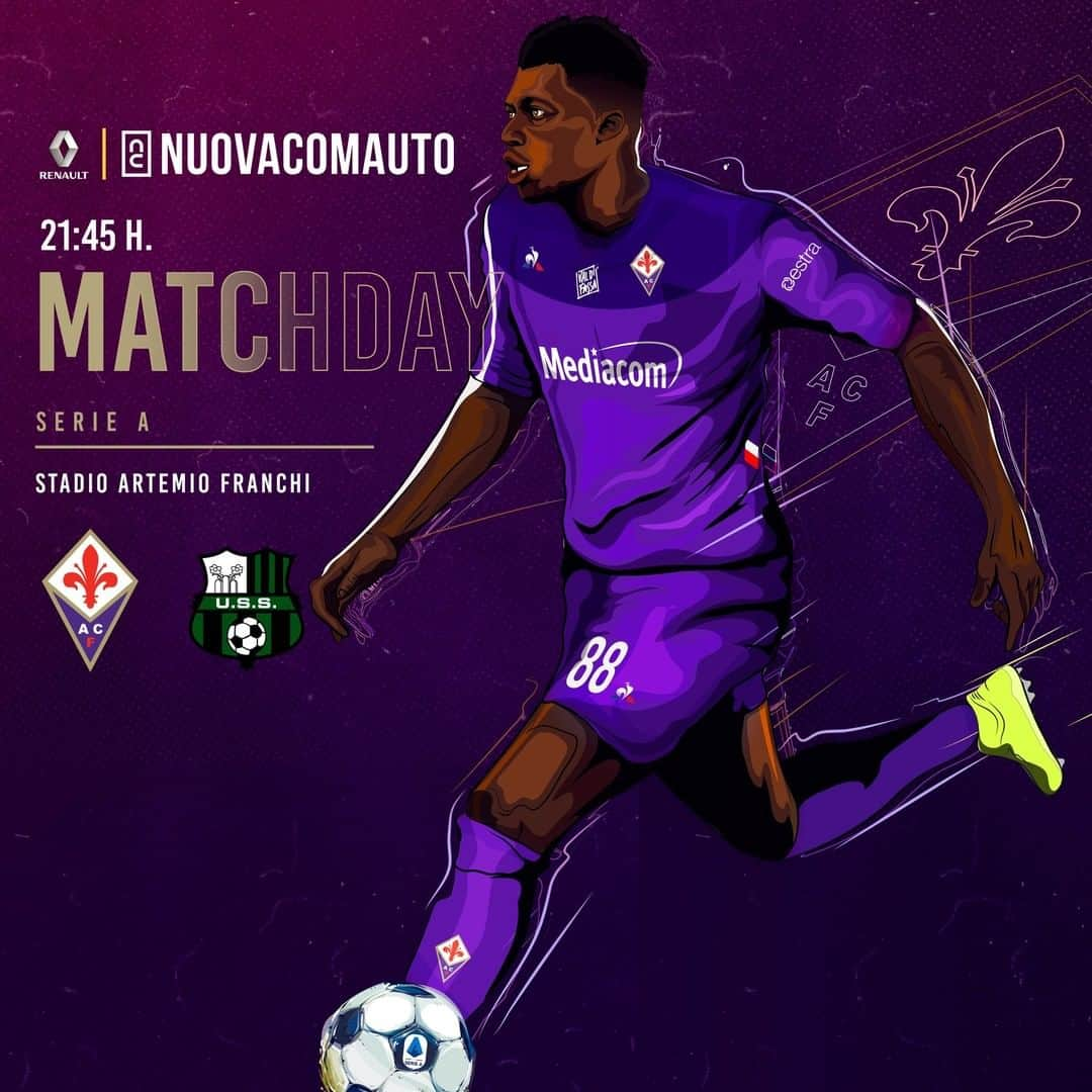 ACFフィオレンティーナさんのインスタグラム写真 - (ACFフィオレンティーナInstagram)「⚜️ MATCH DAY ⚜️ 🤩 ARE YOU READY? 💪 🆚 SASSUOLO ⏰ 21:45 CEST 🏟 Stadio Franchi Firenze  #ViolaArt by @el_falso9 🎨  Powered by @nuovacomauto  #ForzaViola 💜 #Fiorentina #FiorentinaSassuolo #ACFFiorentina #SerieA @iamjad32」7月1日 16時00分 - acffiorentina