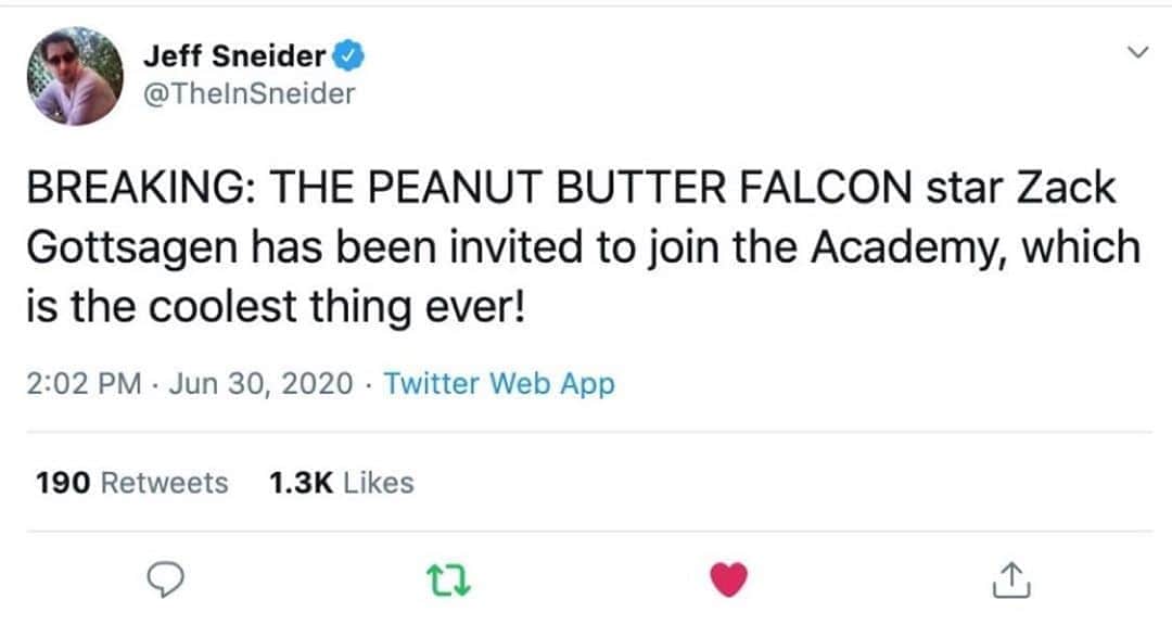 カテリーナ・スコーソンのインスタグラム：「Congrats to @zacharygottsagen on being invited to join the Academy! And congrats to @theacademy for making concrete moves to include members that bring different perspectives and experiences to the table. This is what film making is all about. #disabilityvisibility #inclusion #zachisamazing #peanutbutterfalcon」