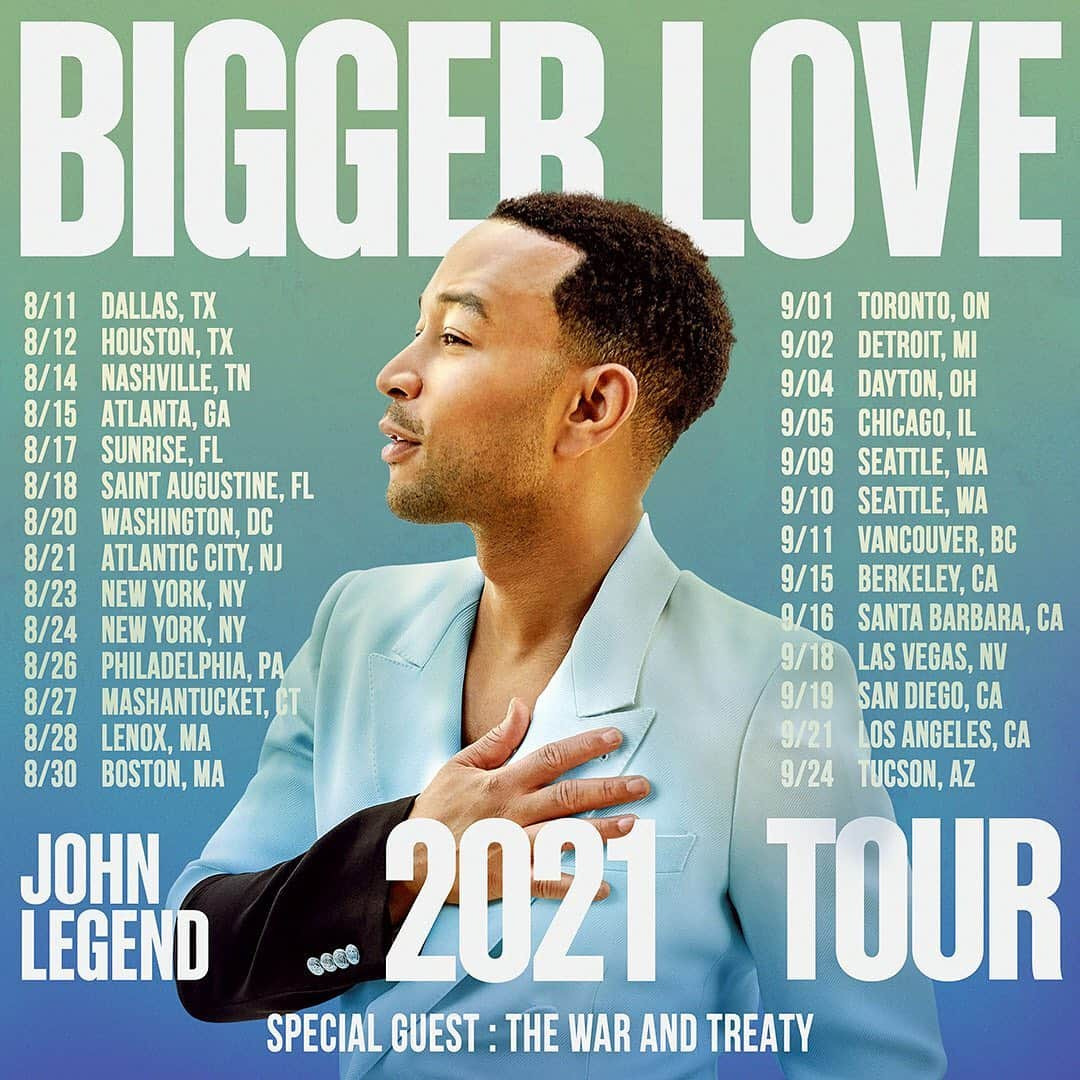 ジョン・レジェンドさんのインスタグラム写真 - (ジョン・レジェンドInstagram)「We all need to take care of each other right now, so we are postponing the Bigger Love Tour to 2021 in light of COVID-19. While I’m disappointed I won’t be able to play these new songs for you this year, I am happy to share that dates have already been rescheduled! All tickets will be honored for the new dates. If you can’t make the new show, reach out to where you bought your ticket for refund options.  Tickets for 2021 are on sale now on johnlegend.com.」7月2日 2時01分 - johnlegend