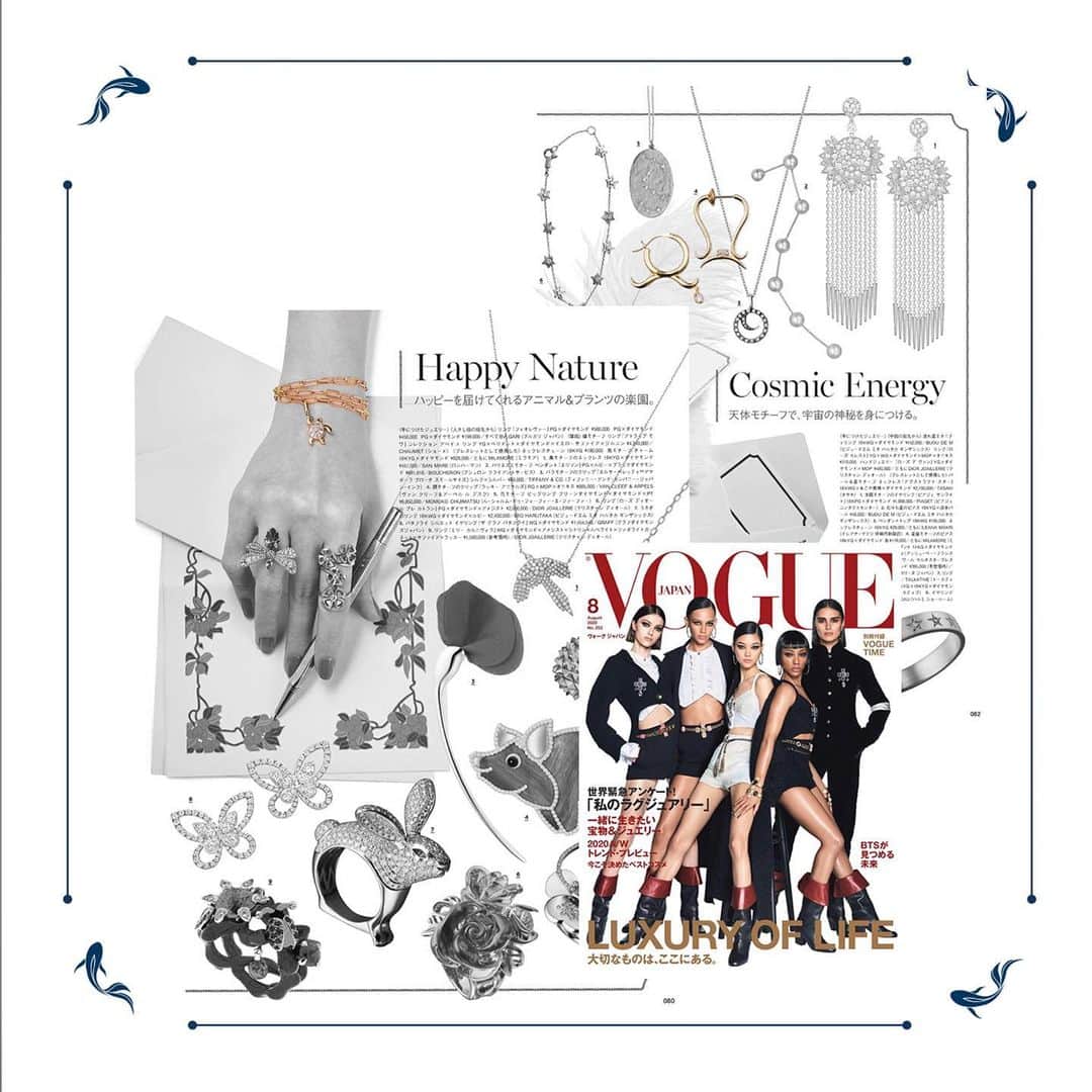 のインスタグラム：「Great editorial on @voguejapan ! Thank you ❤️❤️ @milamorejewelry @rena_semba 💎💕」