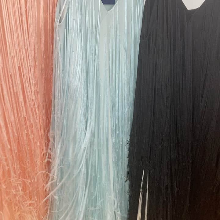 のインスタグラム：「Ready for delivery soon . #sharonwauchob #hand embroidered #fringe #newcollection」