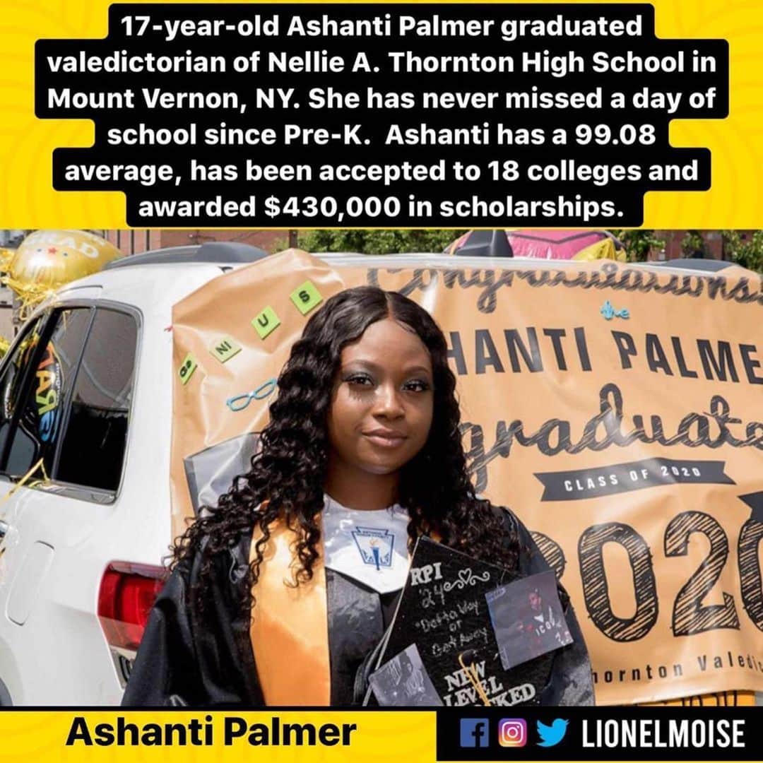 ジャネット・ジャクソンさんのインスタグラム写真 - (ジャネット・ジャクソンInstagram)「Congrats sista 👸🏾 #BlackGirlMagic ✨ #Repost @lionelmoise ・・・ Werk!!! #AshantiPalmer graduates valedictorian of her school with a 99.08 average. She’s never missed a day since pre-k. She said “I hated being behind in my work so it was normal for me to show up”. Ashanti was accepted to 18 schools and plans to attend Rensselaer Polytechnic Institute to study Biomedical engineering.」7月1日 23時50分 - janetjackson