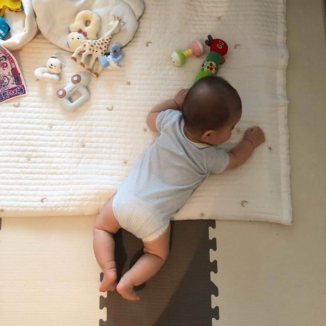 にわみきほさんのインスタグラム写真 - (にわみきほInstagram)「今日もお疲れ様でした💤 👶🏼の離乳食ストックを作っていたらこんな時間に、、 最近はかなり早く寝ているので 久しぶりに夜更かし母ちゃんです  7月スタートですね☺️ 毎日を大切にゆっくりと過ごしています そして我が家の息子くんは急成長中です🌈 久しぶりにいくつかアップしちゃおう〜  #がおーという絵本が大好き #爆笑すると目がなくなる男子です #夏のお家プール用に初めての水着を購入 #お気に入りすぎて早速食べている #そして朝寝昼寝夕寝 #たくさん寝ております #離乳食もスタートしました #顔が男の子っぽくなってきたかしら？ #5ヶ月　#男の子ママ　#新米ママ」7月2日 0時26分 - mikiho_niwa