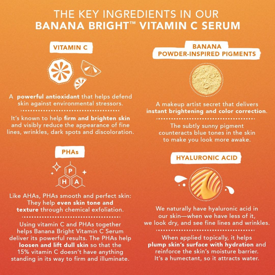 ウラヘンリクセンさんのインスタグラム写真 - (ウラヘンリクセンInstagram)「Meet the powerhouse ingredients that make up our Banana Bright Vitamin C Serum. Here's your recipe to glow 👩🏼‍🍳👨🏾‍🍳: ✨ 15% Vitamin C ✨ 5% PHAs ✨ Banana powder-inspired pigments ✨ Hyaluronic acid Who else loves how this combo of ingredients works together?」7月2日 1時05分 - olehenriksen