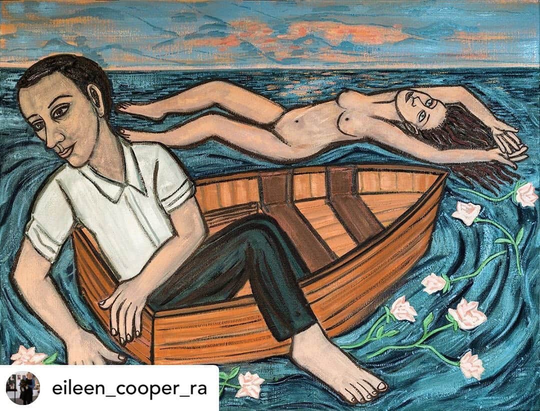 メラニー・サイクスさんのインスタグラム写真 - (メラニー・サイクスInstagram)「All because this lady loves Eileen Cooper’s  Incredible work . Love the title ‘Marooned’ though but that just suits my melancholy side 💙🙏🏻😍😘. @eileen_cooper_ra Posted @withregram • @eileen_cooper_ra Sea of Love, painted in June 2020, a much more optimistic title than ‘Marooned’ which was another option #studiolife #oiloncanvas」7月2日 1時08分 - msmelaniesykes