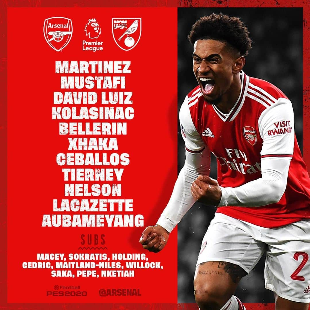 アーセナルFCさんのインスタグラム写真 - (アーセナルFCInstagram)「📋 Here’s our #ARSNOR team news! 👍 #arsenal #premierleague #coyg #gunners」7月2日 1時09分 - arsenal