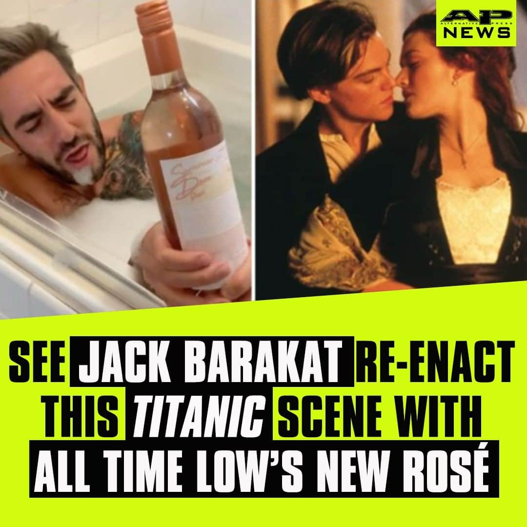 Alternative Pressさんのインスタグラム写真 - (Alternative PressInstagram)「WATCH: @jackbarakat is celebrating the release of @alltimelow’s new Summer Daze Rosé by re-enacting this iconic scene from ‘Titanic’ ⁠ LINK IN BIO ⁠ .⁠ .⁠ .⁠ #jackbarakat #alltimelow #atl #summerdaze #summerdazerose #titanic #alternativepress #altpress」7月2日 11時00分 - altpress