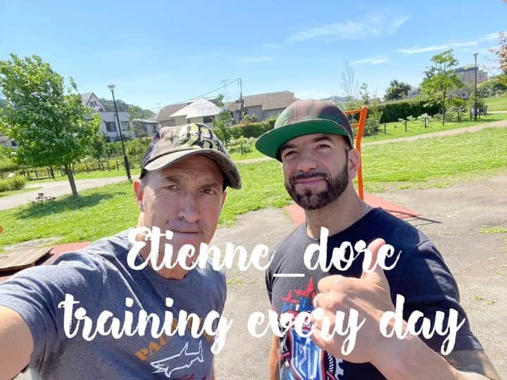 パンツェッタ・ジローラモのインスタグラム：「#training #enjoylife #etienne_dore #good #friend #good #personaltrainer #nice #peace #poulandshark #iloveyou #」